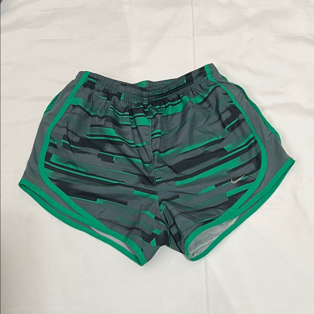 Women's Nike Tempo Dri-Fit Green, Black, and Gray Athletic Shorts